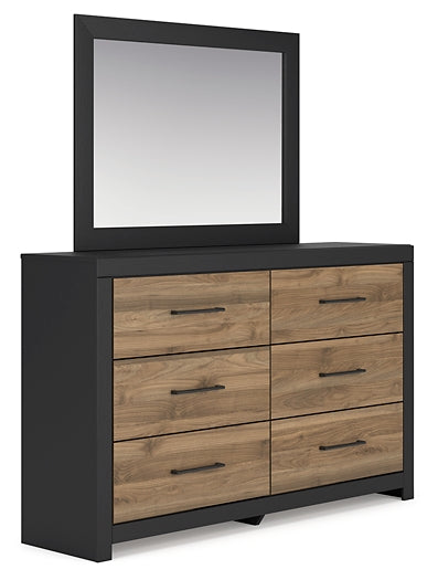 Vertani Full Panel Bed with Mirrored Dresser and Nightstand