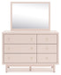 Wistenpine Twin Upholstered Panel Bed with Mirrored Dresser