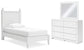 Mollviney Twin Panel Bed with Mirrored Dresser