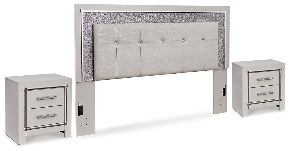 Zyniden Queen Upholstered Panel Headboard with 2 Nightstands