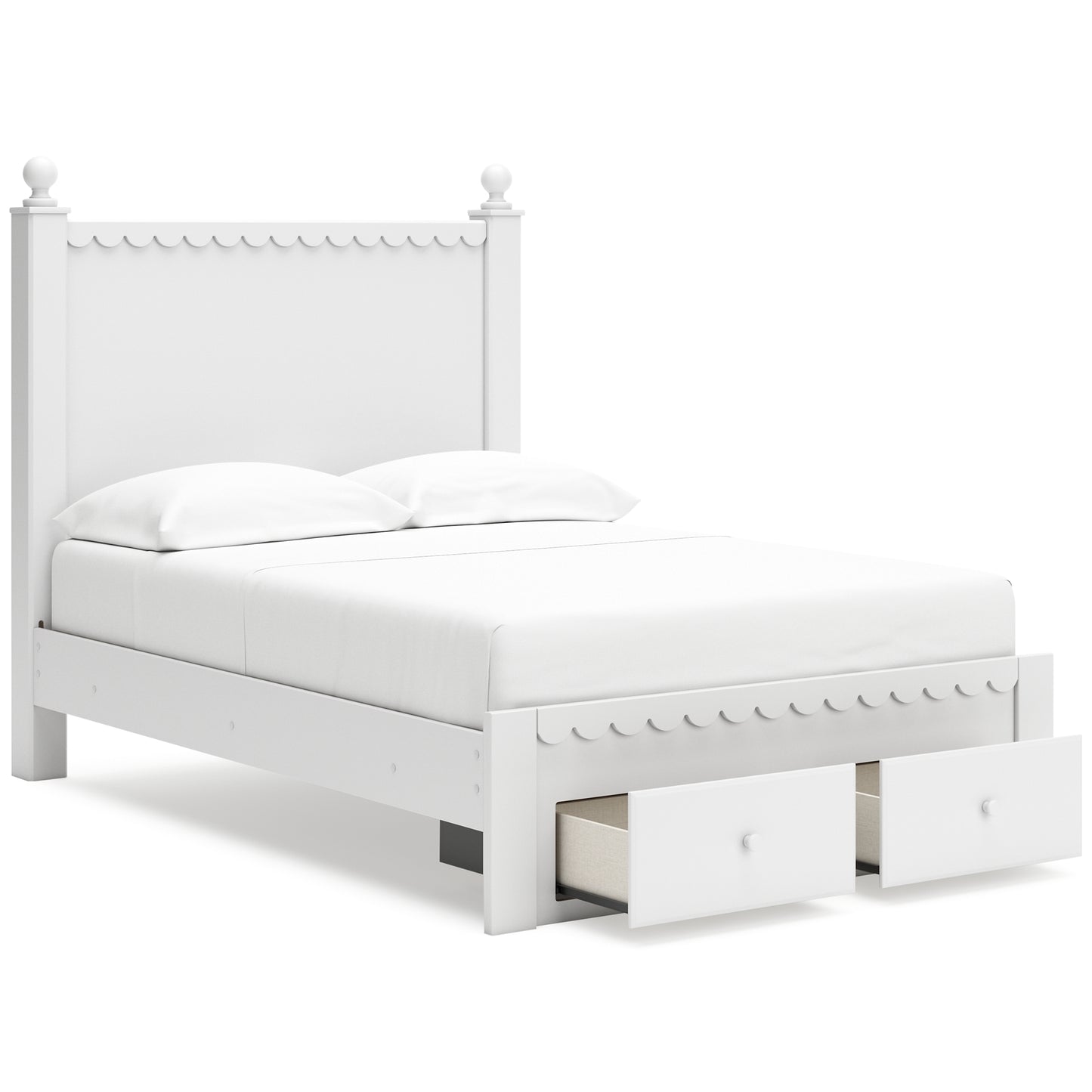 Mollviney Full Panel Storage Bed with Mirrored Dresser and Chest