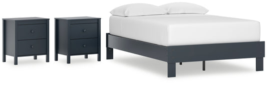 Simmenfort Full Platform Bed with 2 Nightstands