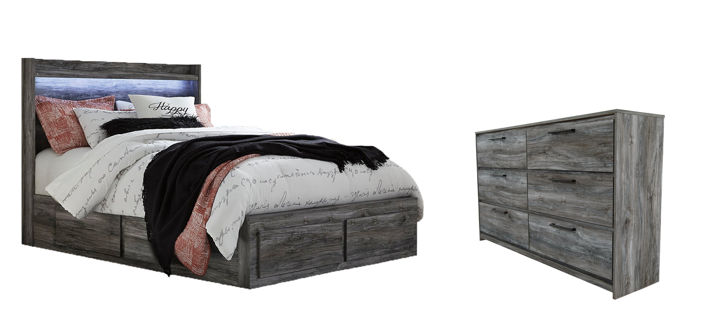 Baystorm Queen Panel Bed with 6 Storage Drawers with Dresser