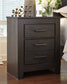 Brinxton Queen/Full Panel Headboard with Mirrored Dresser, Chest and 2 Nightstands