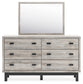 Vessalli King Panel Bed with Mirrored Dresser and Chest