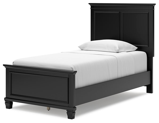 Lanolee Twin Panel Bed with Mirrored Dresser and Nightstand