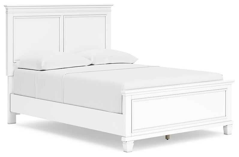 Fortman Full Panel Bed with Mirrored Dresser, Chest and Nightstand