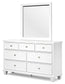 Fortman Queen Panel Bed with Mirrored Dresser and Chest